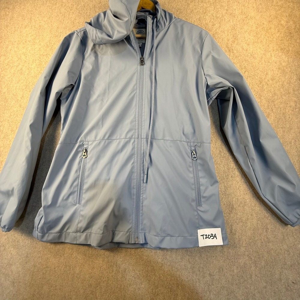 Weatherproof Mens Hooded Windbreaker Jacket Blue Full Zip Mesh Lined Size Medium